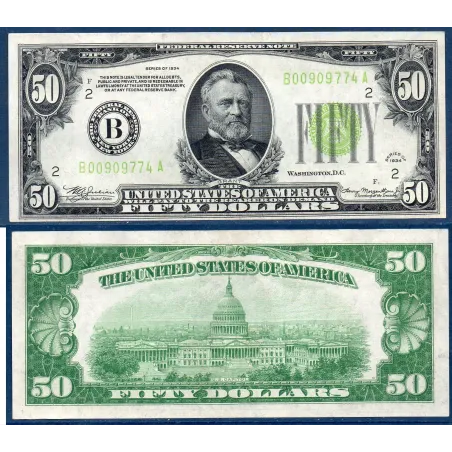 Etats Unis P.432L New York, Sup Billet de 50 dollars 1934 Sceau vert clair série B