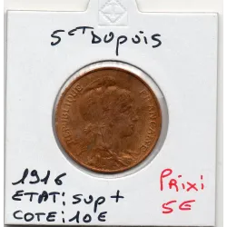5 centimes Dupuis 1916 Sup+, France pièce de monnaie