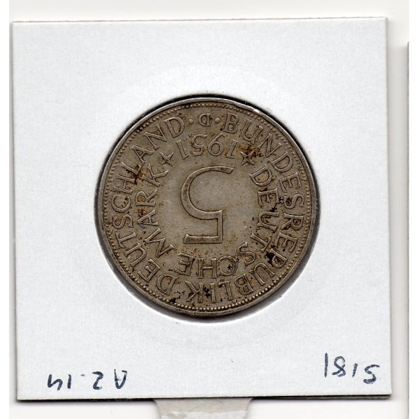 Allemagne RFA 5 deutche mark 1951 D, TTB+ KM 112 Aigle