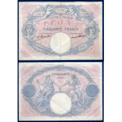 50 Francs Bleu et Rose, TB, 11.1.1927 Billet de la banque de France