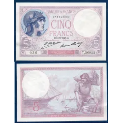 5 Francs Violet, SUP, 14.2.1927 Billet de la banque de France