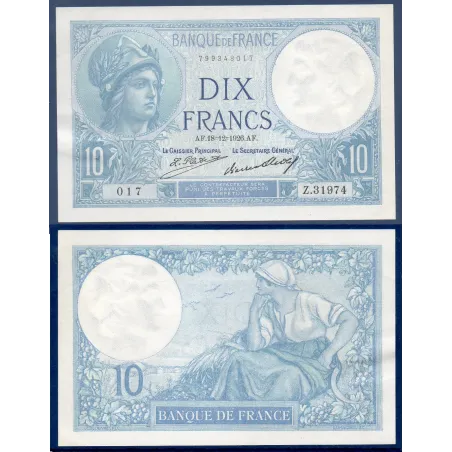 10 Francs Minerve, Sup+, 18.12.1926 Billet de la banque de France