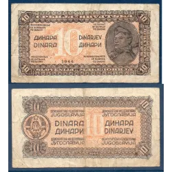 Yougoslavie P.50b, B Billet de 10 Dinara 1944 Partisan Milivoje Rodic