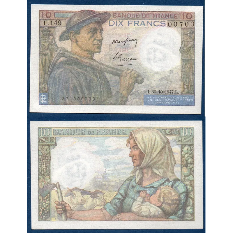 10 Francs Mineur, Neuf, 30.10.1947 Billet de la banque de France 10 Francs Mineur, Neuf, 30.10.1947 Billet de la banque de France
