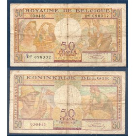 Belgique P.133b, B Billet de 50 Francs 1956 ceuilleuse