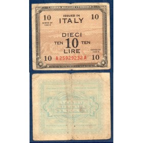 Italie P.M13a, TB Billet de 10 Lire 1943