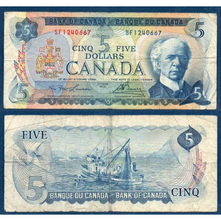 Canada Pick N°87b, TB Billet de banque de 5 dollar 1972