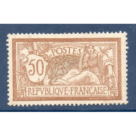 Timbre France Yvert No 120 Type Merson 50c Brun et Gris neuf * avec charnière