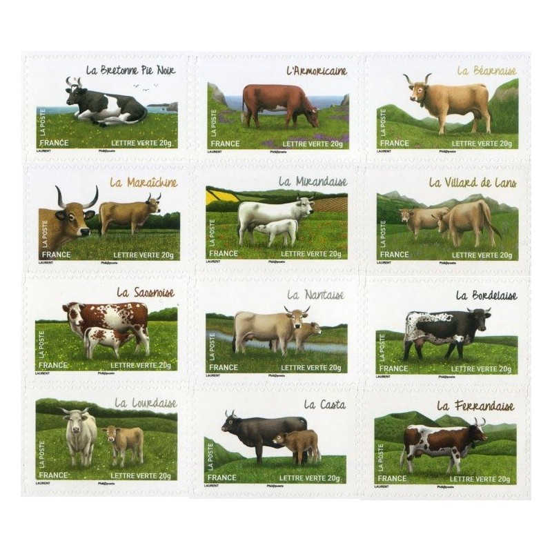 Autoadhésifs Yvert No 953-964 Les vaches