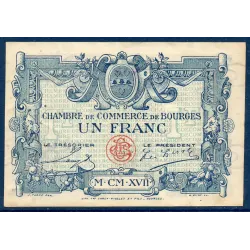 Bourges 1 franc, TTB, 1915 Pirot 32.2, Billet de la chambre de Commerce