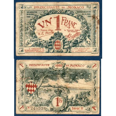 Monaco Pick N°5a, B Billet de banque de 1 franc 1920