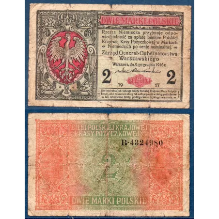Pologne P.3, B, Billet de 2 Marki 1917 Kasa Pozyczkowa