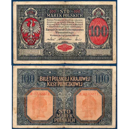 Pologne P.6b, TB, Billet de 100 Marek 1916 Kasa Pozyczkowa