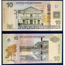 Suriname P.163a, neuf Billet de 10 Dollars 2010 Rivère Suriname