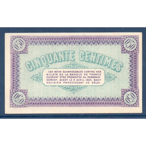Châlon-s/-Saône 50 centimes, Neuf, 8.4.1920 Pirot 42.24 Billet de la chambre de Commerce