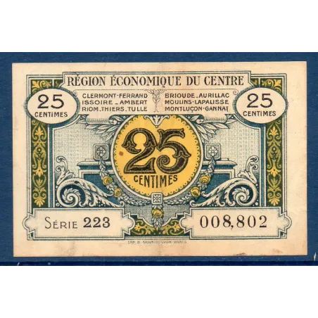 Centre 25 centimes, TTB, ND Pirot 40.1 Billet de la chambre de Commerce
