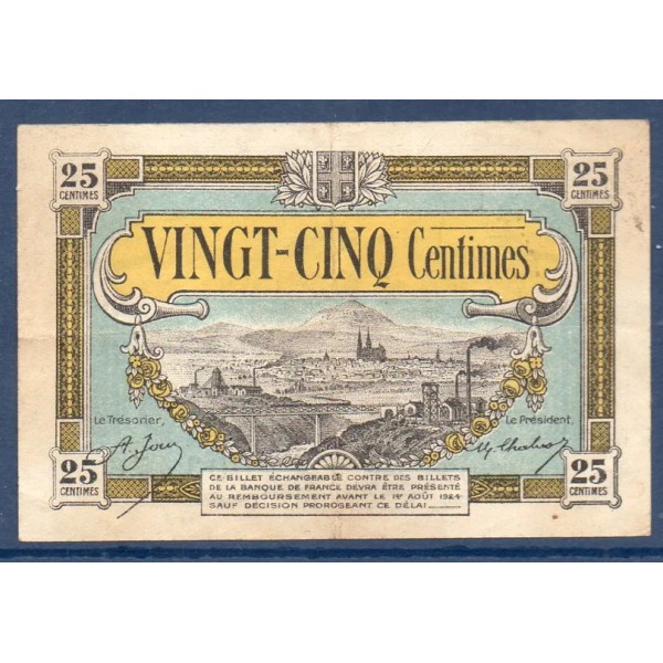 Centre 25 centimes, TB, ND Pirot 40.1 Billet de la chambre de Commerce