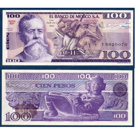 Mexique P.74a, neuf Billet de 100 pesos 1981 Venustiano Carranza