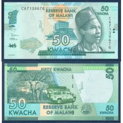 Malawi P.64g, Neuf, Billet de 50 kwacha 2020 Gomani II