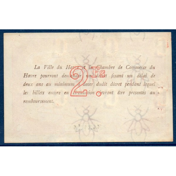 Le Havre 2 francs, TTB+, 1917 Pirot 68.19 Billet de la chambre de Commerce