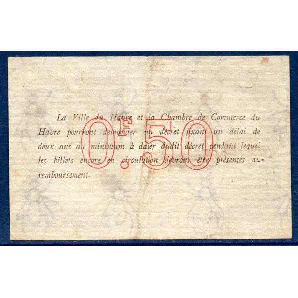 Le Havre 50 centimes, TTB, 1917 Pirot 68.17 Billet de la chambre de Commerce