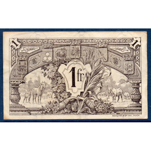 Auch 1 franc, TTB, 17.1.1918 Pirot 15.14 Billet de la chambre de Commerce