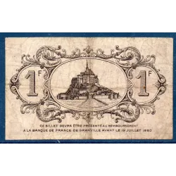Grandville 1 franc, TB, 19.7.1915 Pirot 60.4 Billet de la chambre de Commerce