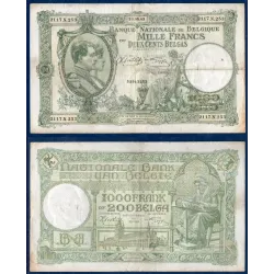 Belgique P.110, TB Billet de 1000 Francs 200 Belgas 1944 Albert Elisabeth