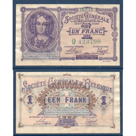 Belgique P.86a, Spl Billet de 1 franc 19.7.1915 Société générale