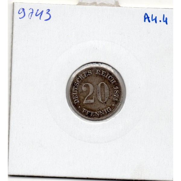 Allemagne 20 pfennig 1874 E Dresde, TB+ KM 5 Aigle