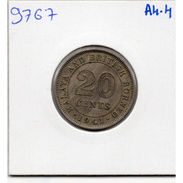 Malaya et Borneo 20 cents 1961 Sup, KM.3 Elizabeth II
