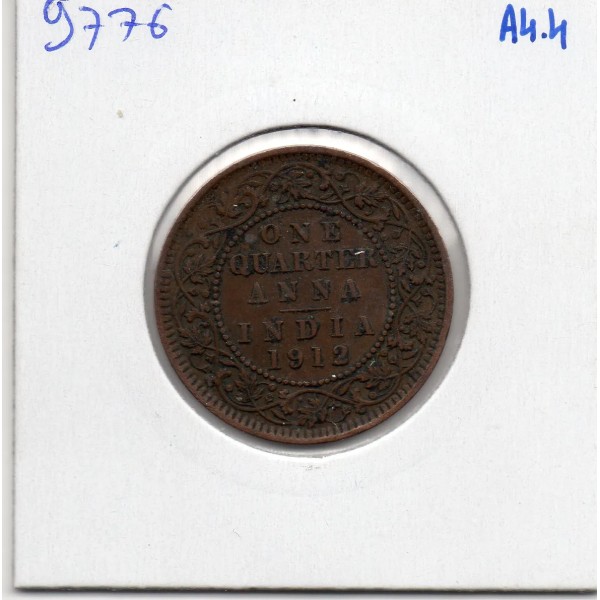 Inde Britannique 1/4 anna 1912 TTB, KM 512 Georges V
