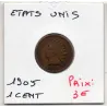 Etats Unis 1 cent 1905 TTB, KM.90a indian head