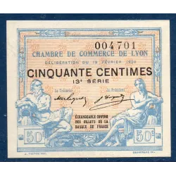 Lyon 50 centimes, Neuf, 19.2.1920 Pirot 77.20 Billet de la chambre de Commerce