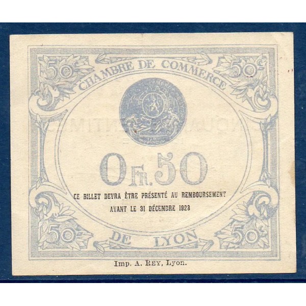 Lyon 50 centimes, TTB, 16.10.1919 Pirot 77.19 Billet de la chambre de Commerce