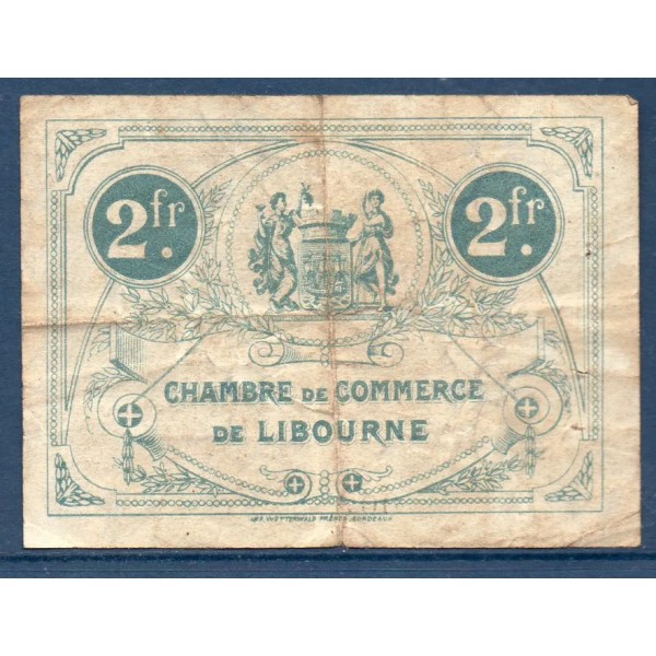 Libourne 2 francs, TB, 12.3.1920 Pirot 72.31 Billet de la chambre de Commerce