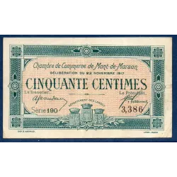 Mont-de-Marsan 50 centimes, TTB, 23.11.1917 Pirot 82.25 Billet de la chambre de Commerce