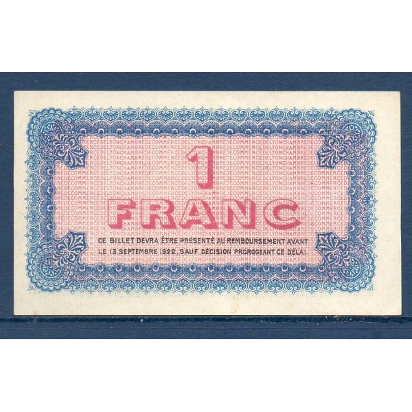 Lyon 1 franc, Sup, 13.9.1917 Pirot 77.15 Billet de la chambre de Commerce