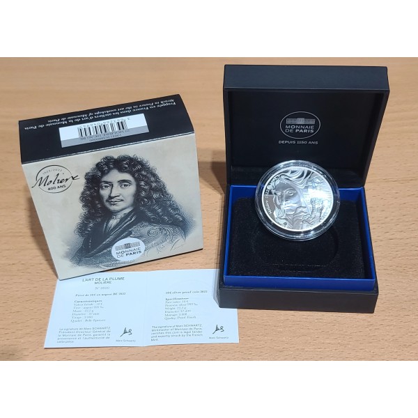 Pièce 10€ BE argent 2022 Molière, l'Art de la plume, belle épreuve
