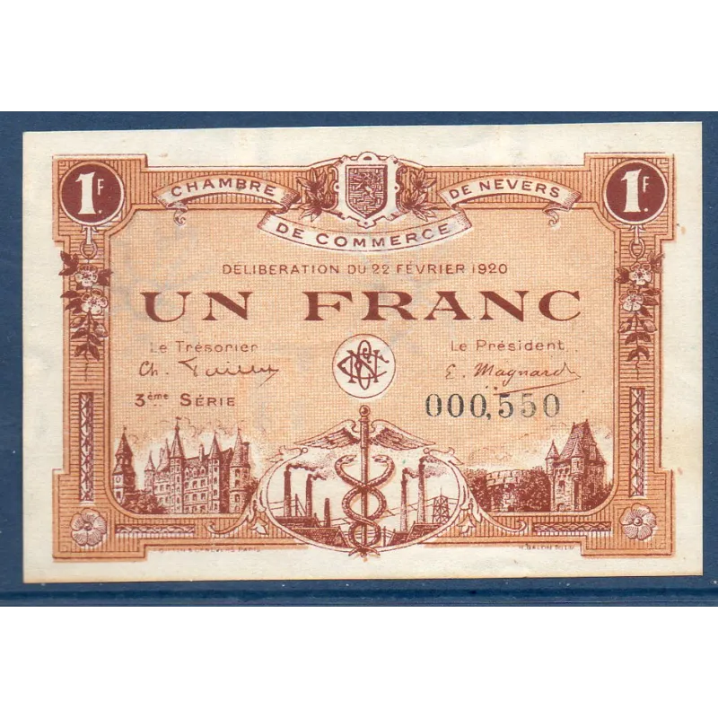 Nevers 1 franc, Spl, 22.2.1920 Pirot 90.17 Billet de la chambre de Commerce Nevers 1 franc, Spl, 22.2.1920 Pirot 90.17 Billet de la chambre de Commerce