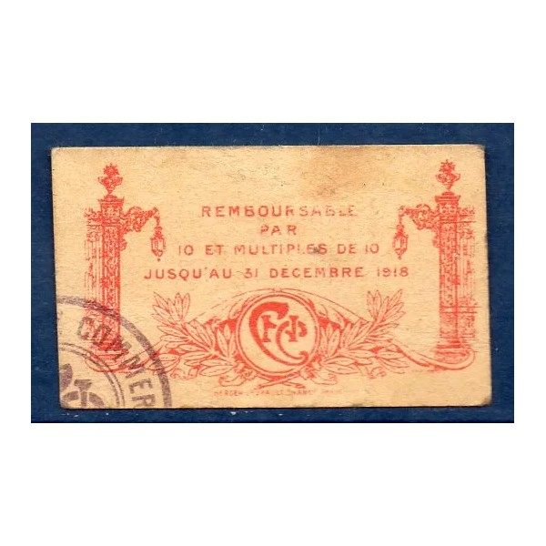 Nancy 25 centimes, TTB, ND Pirot 87.64 Billet de la chambre de Commerce