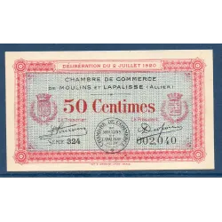 Moulins Lapalisse 50 centimes, Neuf, 2.7.1920 Pirot 86.18 Billet de la chambre de Commerce