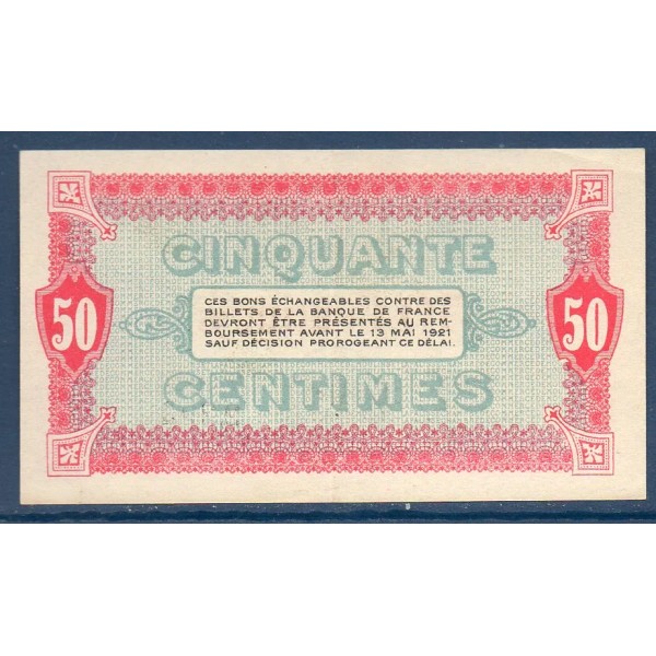 Moulins Lapalisse 50 centimes, Sup, 12.5.1916 Pirot 86.1 Billet de la chambre de Commerce