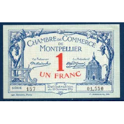 Montpellier 1 franc, Spl, 11.10.1917 Pirot 85.18 Billet de la chambre de Commerce