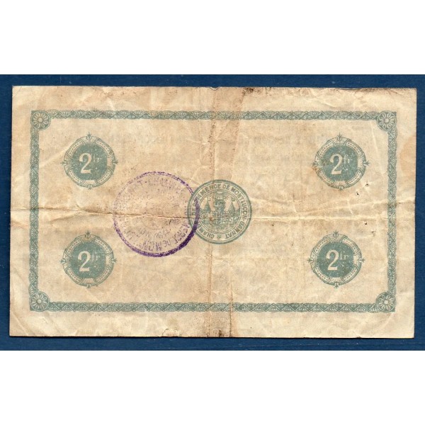Montluçon, Gannat 2 francs, TB, 14.10.1918 Pirot 84.49 Billet de la chambre de Commerce