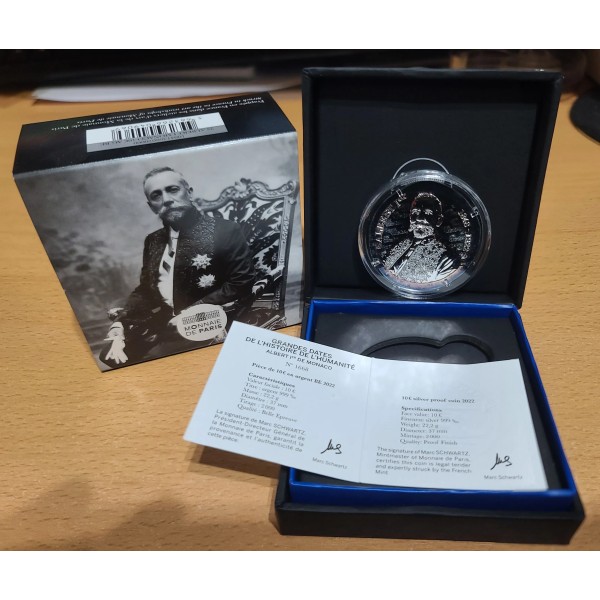 Pièce 10€ BE argent 2022 Albert Ier de Monaco, belle épreuve