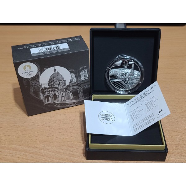 Pièce 10€ BE argent 2022 Le Sacré-Cœur, Paris 2024, belle épreuve