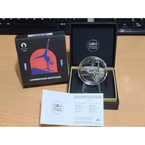 Pièce 10€ BE argent 2023 Gymnastique artistique, Paris 2024 belle épreuve