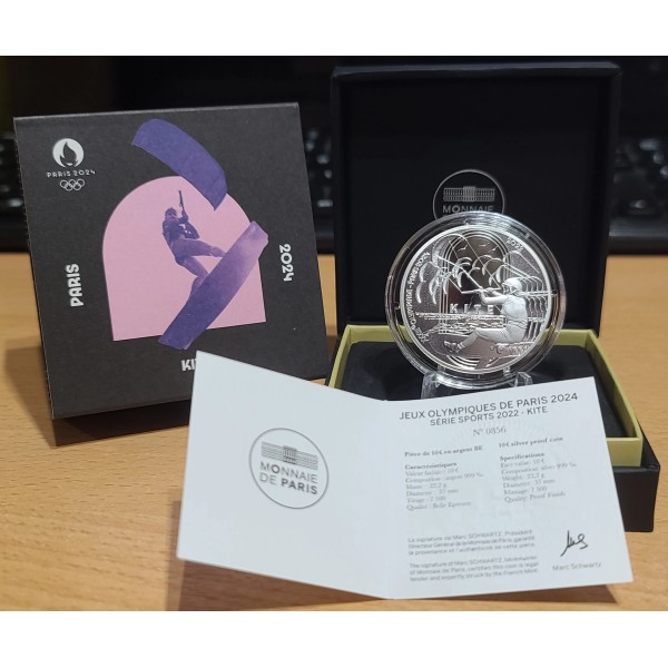 Pièce 10€ BE argent 2022 Kite, Paris 2024 belle épreuve