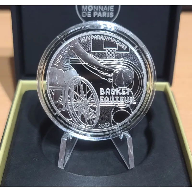 Pièce 10€ BE argent 2023 Basket fauteuil, Paris 2024 belle épreuve Pièce 10€ BE argent 2023 Basket fauteuil, Paris 2024 belle épreuve